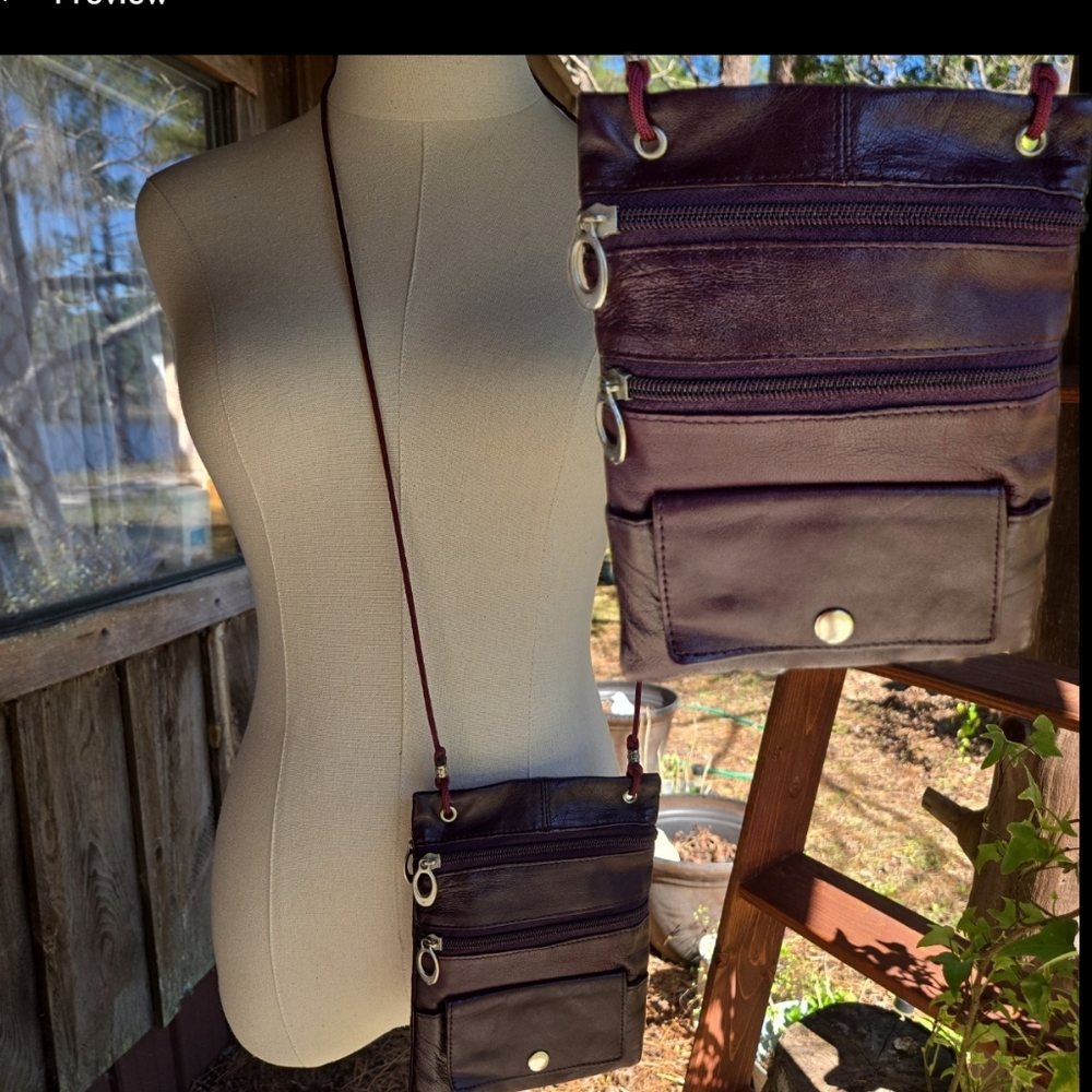 Purple Leather Mini Crossbody Bag